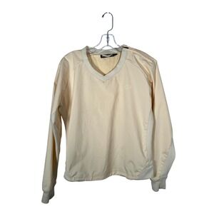 Vintage Oakley Cream Yellow V-Neck Windbreaker Pullover Side‎ Zip Techwear Men's